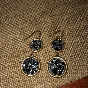 Black/Silver/Gold tiered earrings